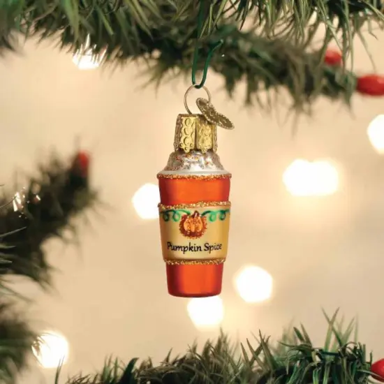 Old World Christmas 2.0 Inch Mini Pumpkin Spice Latte Christmas Tree Ornament , Gumdrops Collection Fall Drink Orange {3}
