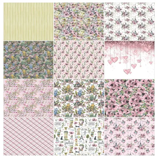 Romantic Story Scrapbook Paper Pack. 12 Sheets of 15.2x15.2cm Heavyweight Paper Pad F07M2-3 AC230312-06 {2}