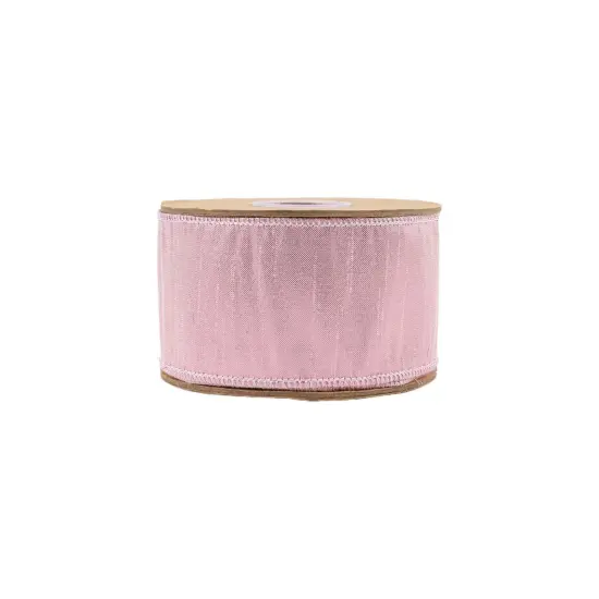 2 1/2" Wired Metallic Dupioni Ribbon | Pale Pink | 10 Yard Roll {3}
