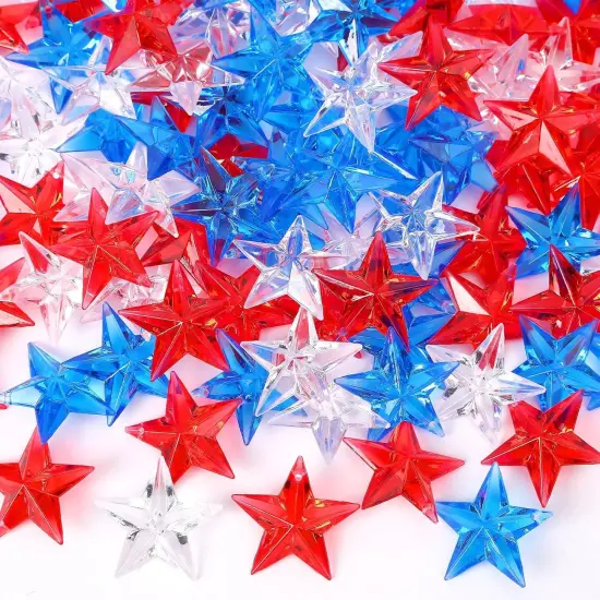 120Pcs Patriotic Acrylic Star Ornaments Vase Filler Independence Day {1}