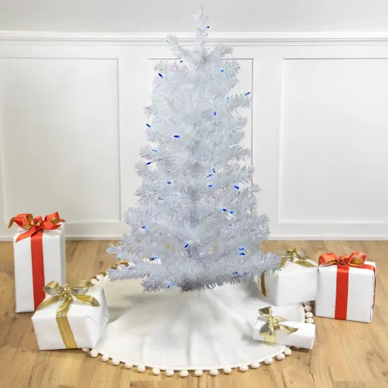Northlight 3' Pre-Lit White Medium Pine Artificial Christmas Tree - Blue Lights {1}