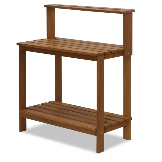 Outdoor Potting Bench Table with Solid Wood Construction and Shelf {2}