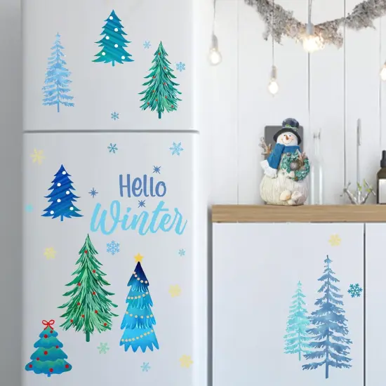 Hello Winter Pine Tree Window Clings - 4 Sheets {4}