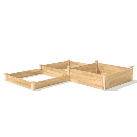 4 ft x 12 ft Cedar Wood 3 Tier Raised Garden Bed for Veggies and Flowers {3}