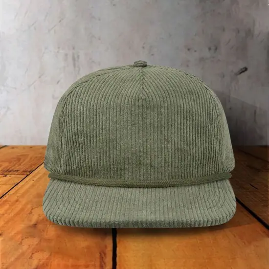 1 Count Unstructured Rope Cap Five Panel Low Profile with Recycled Flat Bill Sage Corduroy {1}