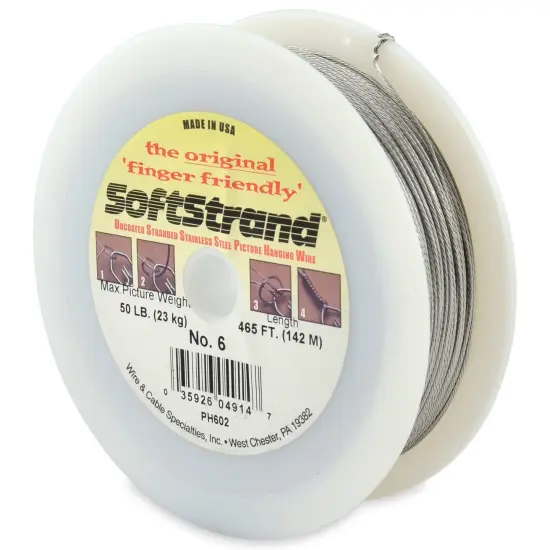 Softstrand, Uncoated Stranded Stainless Steel Picture Wrapping Wire, Size #8, 60 lb / 27 kg, 375 ft / 114 m {4}