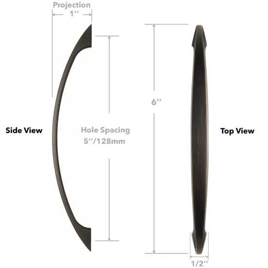 Cauldham Solid Kitchen Cabinet Arch Pulls Handles (5" Hole Centers) - Curved Drawer/Door Hardware - Style M243 - Oil Rubbed Bronze {5}