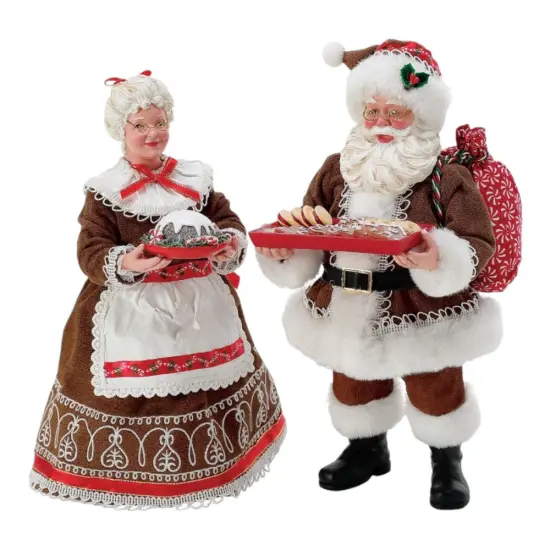 10.5" Mr. & Mrs. Claus Gingerbread Holiday &ndash; Festive Christmas Figurine Set {1}