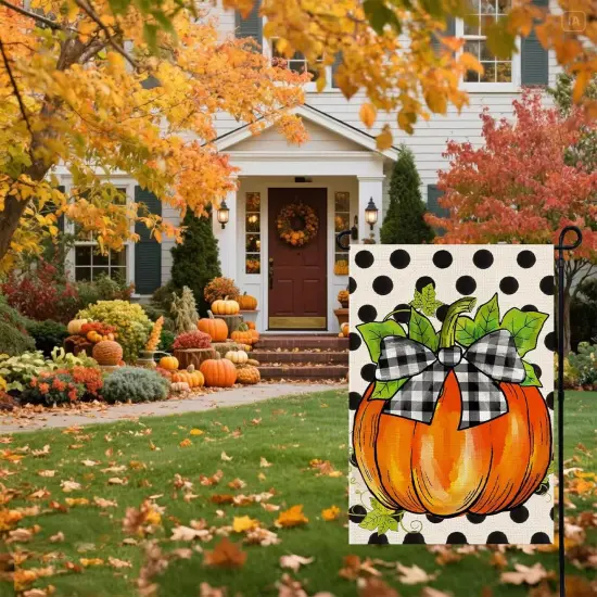 Hello Fall Pumpkin Garden Yard Flag 12x18 Inch {2}