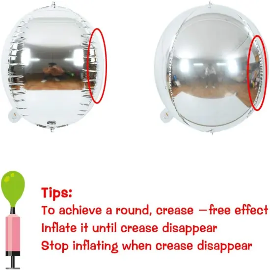 10 pcs Silver 4D balloon, 10 inch Foil Mylar Sphere Balloon for Birthday Party,Wedding,Valentine's Day, Christmas,Baby Shower Decoration Supplies {3}