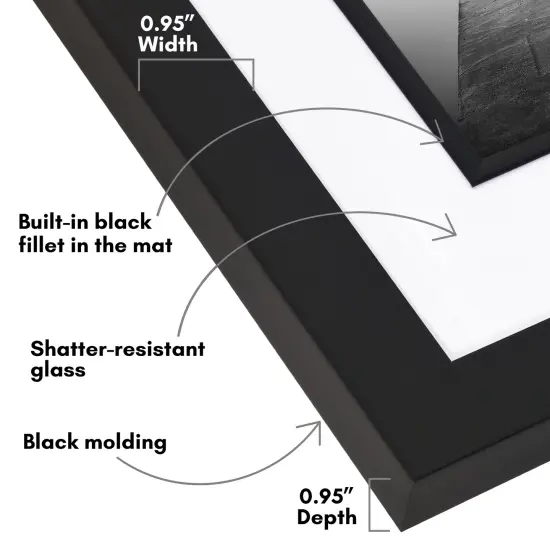 Americanflat 11x14 Picture Frame with Decorative Inner Mat Accent - Use as 8x10 with Mat or 11x14 without the Mat - Statement Frame with Shatter-Resistant Glass {9}