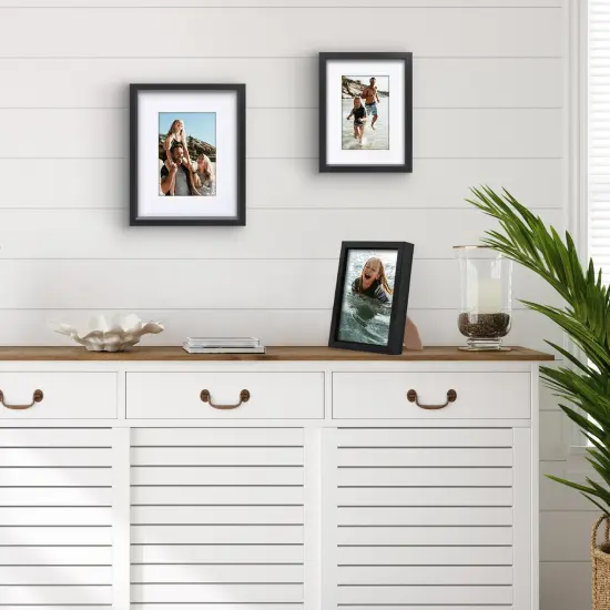 Americanflat Set of 3 Picture Frames - Includes 5x7, 6x8, 8x10 Frames - Use as 4x6 and 5x7 Frames with Included Mat - Black Picture Frames with Deep, High-Quality Molding and Shatter-Resistant Glass {4}