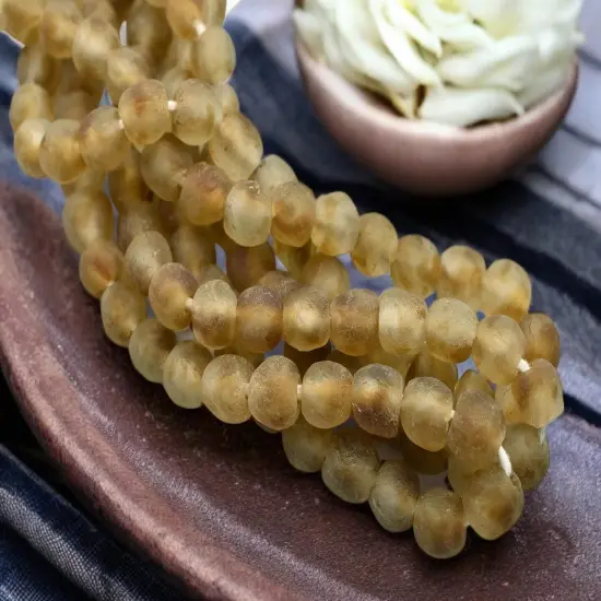 10-11mm Brown Blended Glass Chunky Recycled Glass Beads (20" Strand) {4}