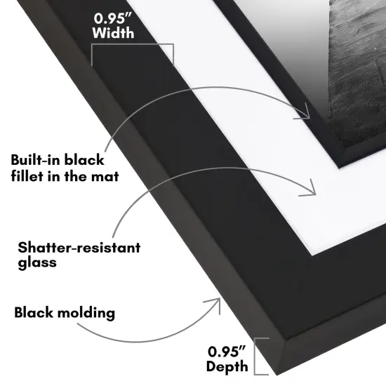 Americanflat 8x10 Picture Frame with Decorative Inner Mat Accent - Use as 5x7 photo frame with Mat or 8x10 frame without the Mat - Statement Frame with Shatter-Resistant Glass and Easel Stand {9}