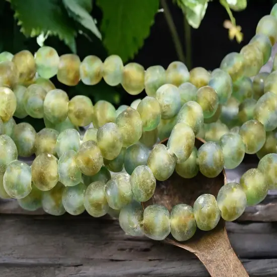 11-12mm Green/Brown Blended Glass Chunky Recycled Glass Beads (22" Strand) {2}