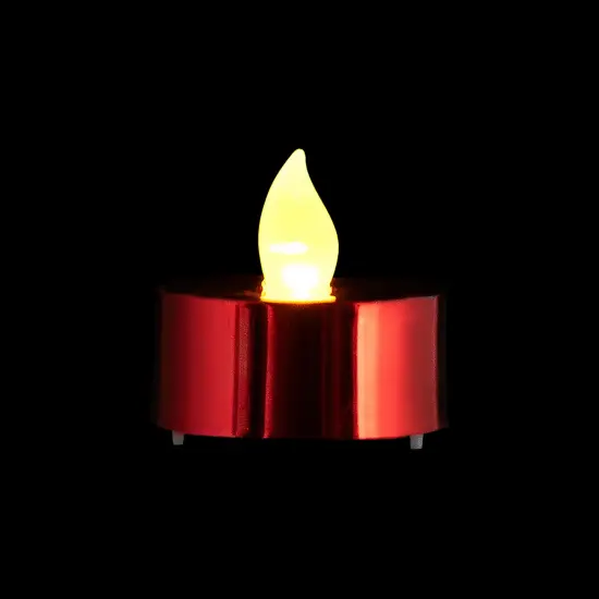 Northlight LED Flameless Flickering Tea Light Candles - Metallic Red- Set of 4 {7}