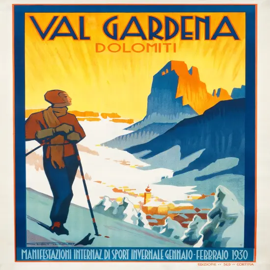 Val Gardena - Vintage ski Poster Prints {1}