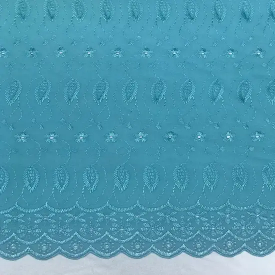 1 Yard Turquoise Medium Eyelet Fabric with Double Border and Soft Medium Weight Feel, 41/42 Inches Wide {2}