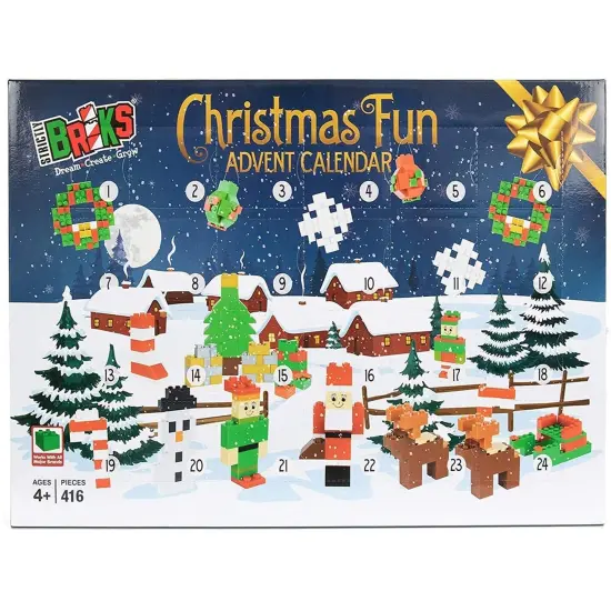 Strictly Briks Classic Bricks Advent Calendar for Kids and Toddlers, Countdown to Christmas Building Block Toy, 100% Compatible with All Major Brick Brands, Christmas Fun Theme, 416 Pieces {2}
