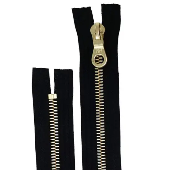 8MM Closed Bottom Zipper with KTA Pull &ndash; Black/Brass {6}