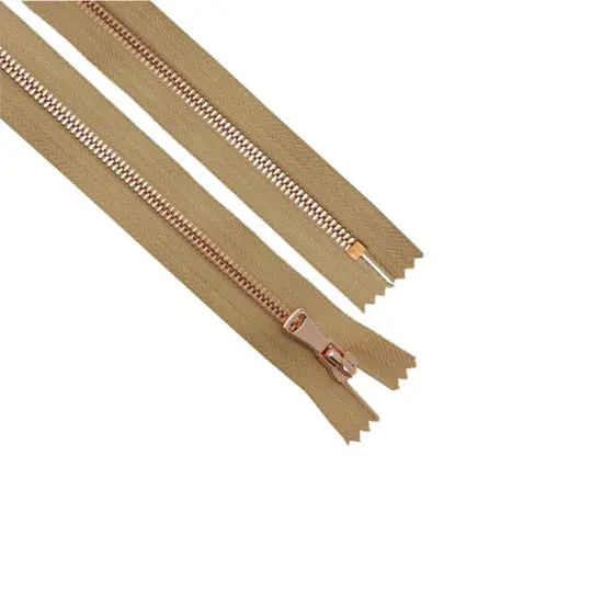 5MM Closed Bottom Zipper Beige Tape Rose Gold Teeth 7&ndash;20 Inche {2}