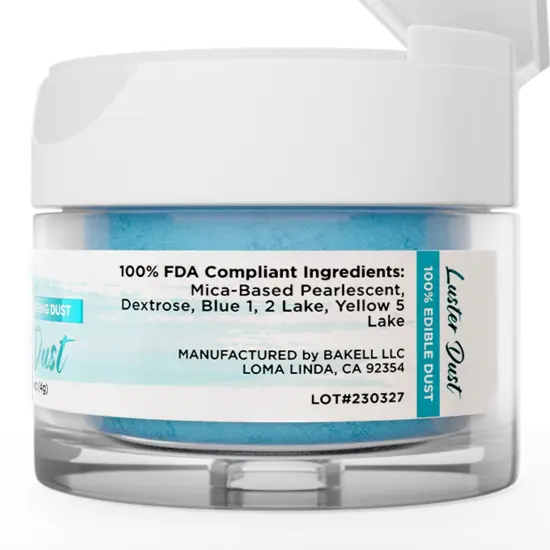 Bakell - Teal Luster Dust (4g, 1x Jar) Edible Vegan Dust & Paint for Baking, Desserts and Beverages {6}