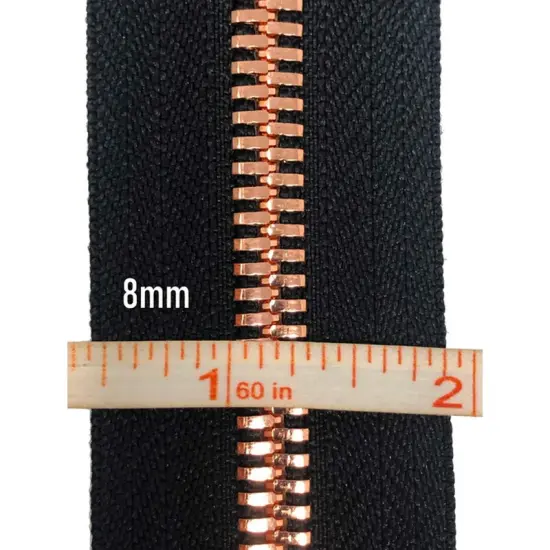 Black Metal Glossy Jacket Separating Zipper Black Tape Rose Gold Copper Teeth 5MM or 8MM {5}