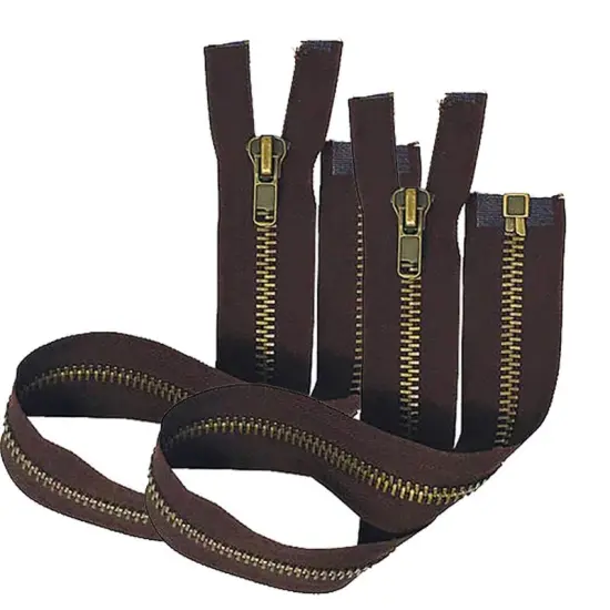 Zipper &ndash; Brown 10MM Antique Brass Open Bottom Jacket Zipper 22" {2}