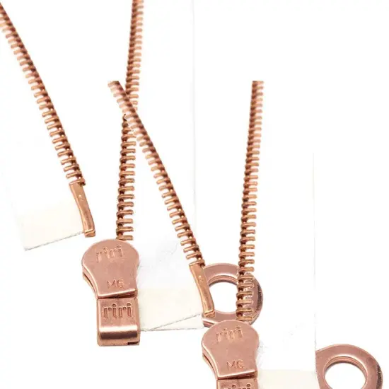 Riri 6MM One-Way Separating Jacket Zipper &ndash; White Tape with Rose Gold {6}