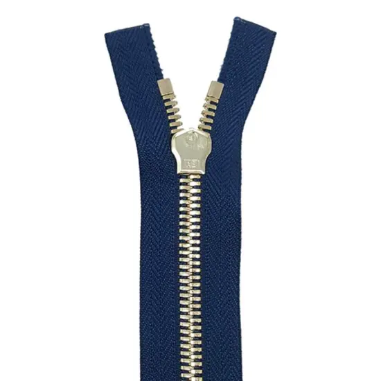 5MM Closed Bottom Zipper Navy Tape Brass Teeth 7 Inches {5}