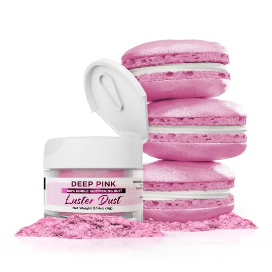 Bakell - Deep Pink Luster Dust (4g, 1x Jar) Edible Vegan Dust & Paint for Baking, Desserts and Beverages {1}