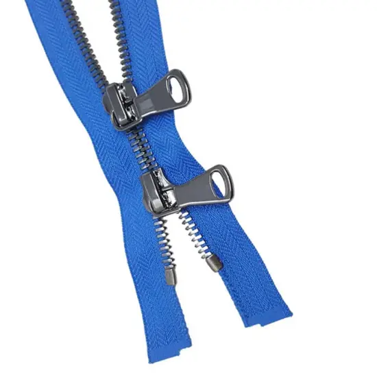 8MM Two Way Separating Open Bottom Zipper Royal Tape Gun Metal Teeth 36" {3}