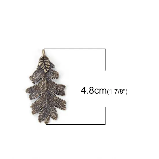 *10* 48x26mm Antique Bronze Oak Leaf Pendant {6}