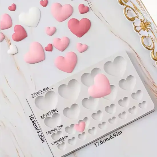 Large 25 cavity Silicone Heart Mold, {6}