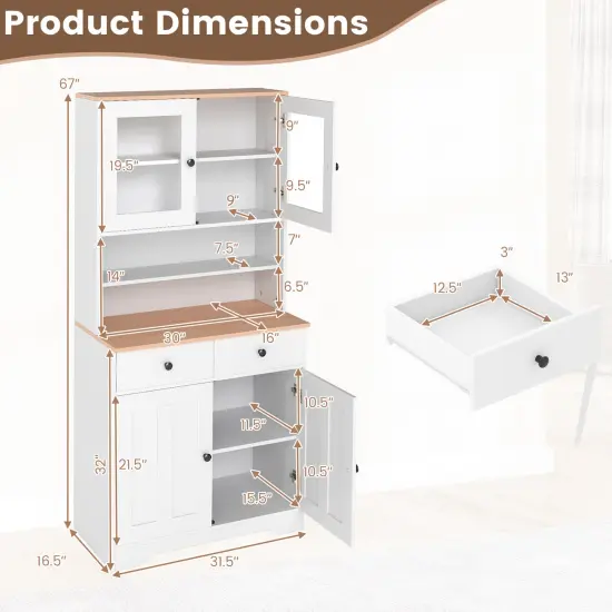 Pantry Cabinet with 2 Removable Shelves White {5}