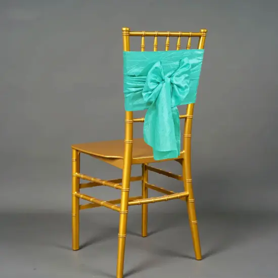 10 Pieces Elegant 9.5 by 108 inch Crushed Taffeta Chair Sashes Tiff Blue or Aqua Blue {3}