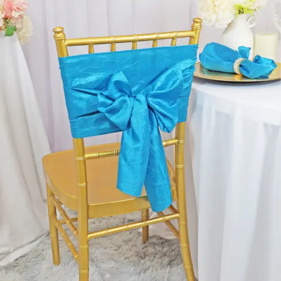 10 Pieces Vibrant 9.5 by 108 inch Crushed Taffeta Chair Sashes Turquoise {2}