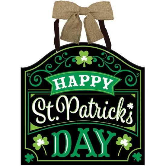St. Patrick's Day Irish Sign w/ Burlap Bow - 12" x 11.75" {1}