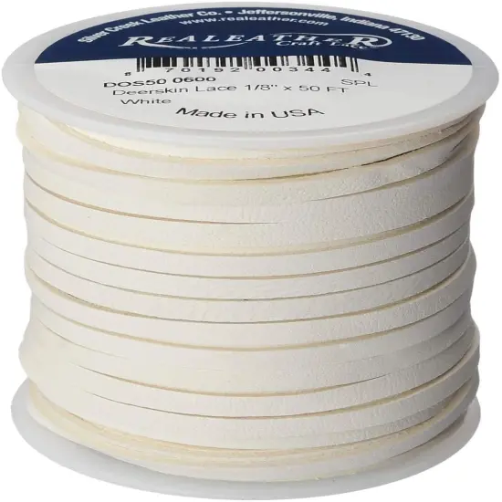 Realeather Deerskin Leather Lace | Size 1/8" x 50' (3.2mm x 15.24m) | 2/3 oz Thickness (.8-1.2mm) {1}