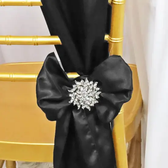 10 Pieces Classic Black Satin Chair Sashes Sleek 8"x108" Event Accessories {3}