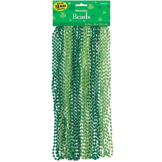 St. Patrick's Day 30" Metallic Bead Necklaces - 24ct {1}