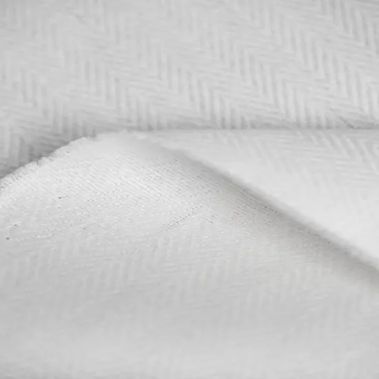 1 Yard White Irish Linen Herringbone Premium Natural Sewing Fabric 57" Width {1}