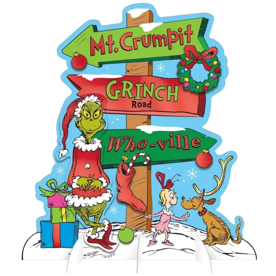Traditional Grinch Directional Table Decoration Centerpiece - 13.75" x 12.25". {1}