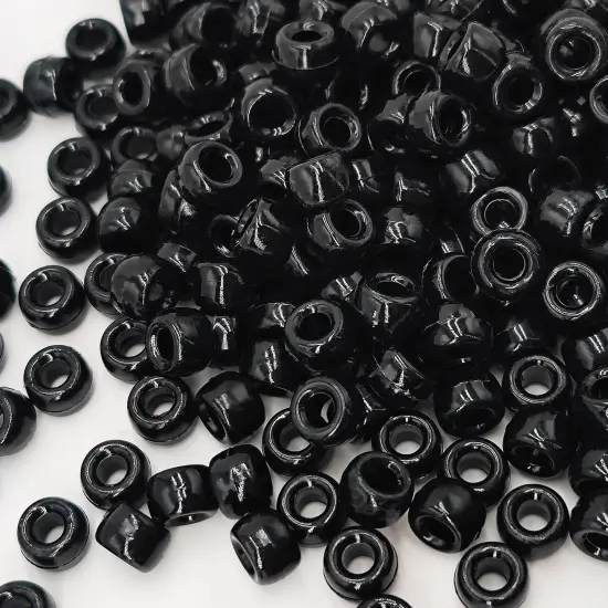 MIIIM 1200PCS 6x9mm Black Pony Beads Bulk, Kandi Beads for Bracelets Making Kit, Hair Braids Crafts for Jewelry Making (Black) {1}