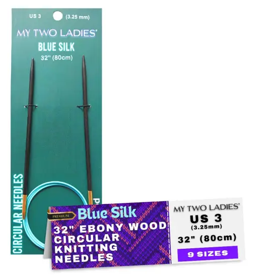 Blue Silk | 32" Circular Knitting Needles | Ebony | 9 Sizes {6}