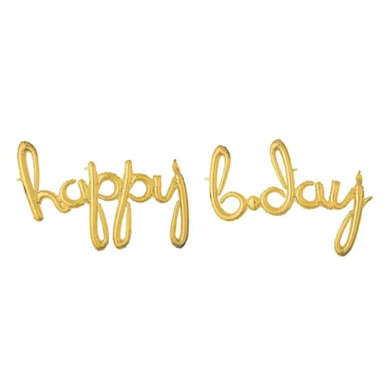 Amscan Air Filled "happy b.day" Script Gold Foil Balloon - 27" x 29" {1}
