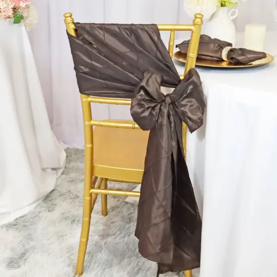 10 Pieces Refined 9.5 by 108 inch Pintuck Taffeta Chair Sashes Chocolate {2}