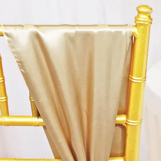 10 Pieces Champagne Satin Chair Sashes 8"x108" Elegant Event Decor {5}