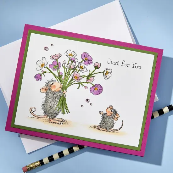 House Mouse Cling Rubber Stamp-Rare Bloom {5}