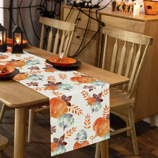 Fall Table Runner Watercolor Pumpkin Autumn {5}